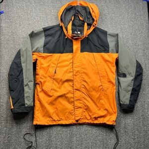 The North Face Jacket Mens XL Orange Black Grey Hooded Windbreaker